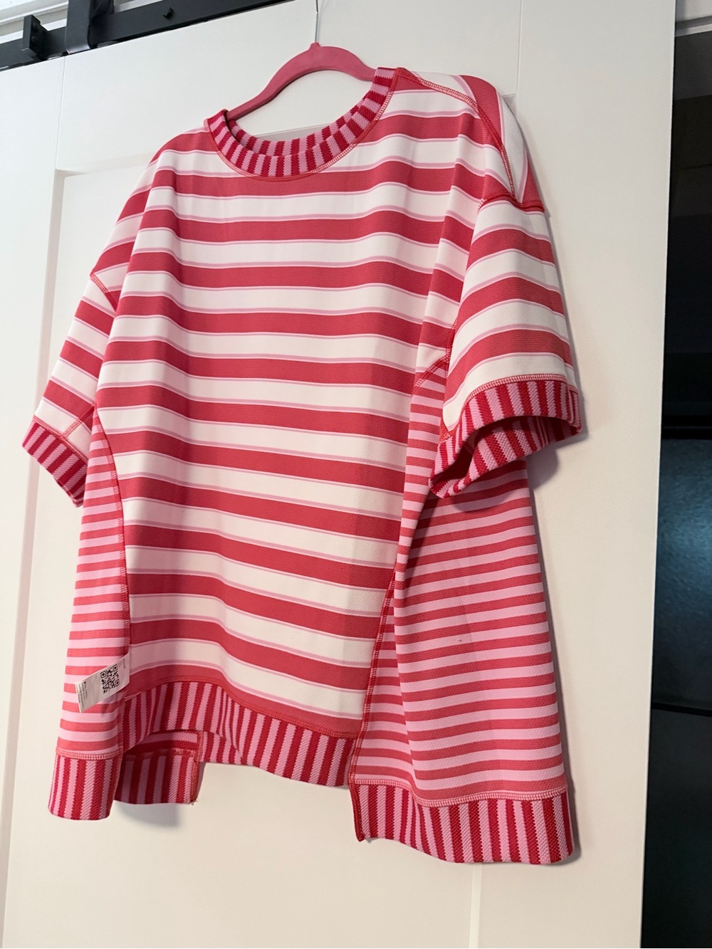 Striped Short Sleeve Tee in Pink and White
